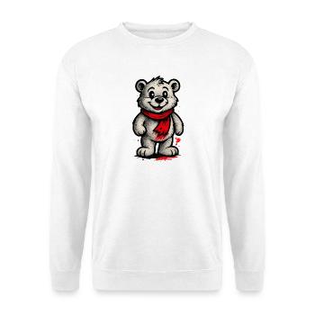 Ours en peaux avec écharpe rouge - Sweat-shirt Unisexe - blanc - Devant