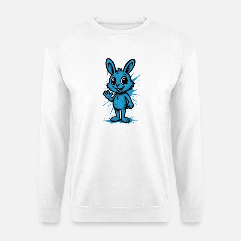 Graphique Blue Splash Bunny - Sweat-shirt Unisexe - blanc