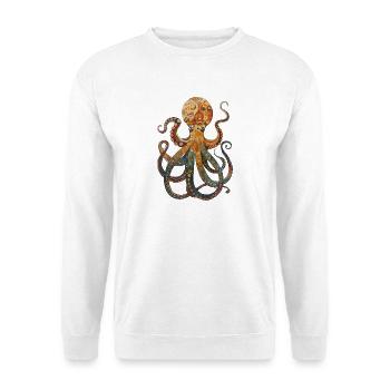 Bunter Oktopus Illustration im Retro Stil - Unisex Pullover - Weiß - Vorne