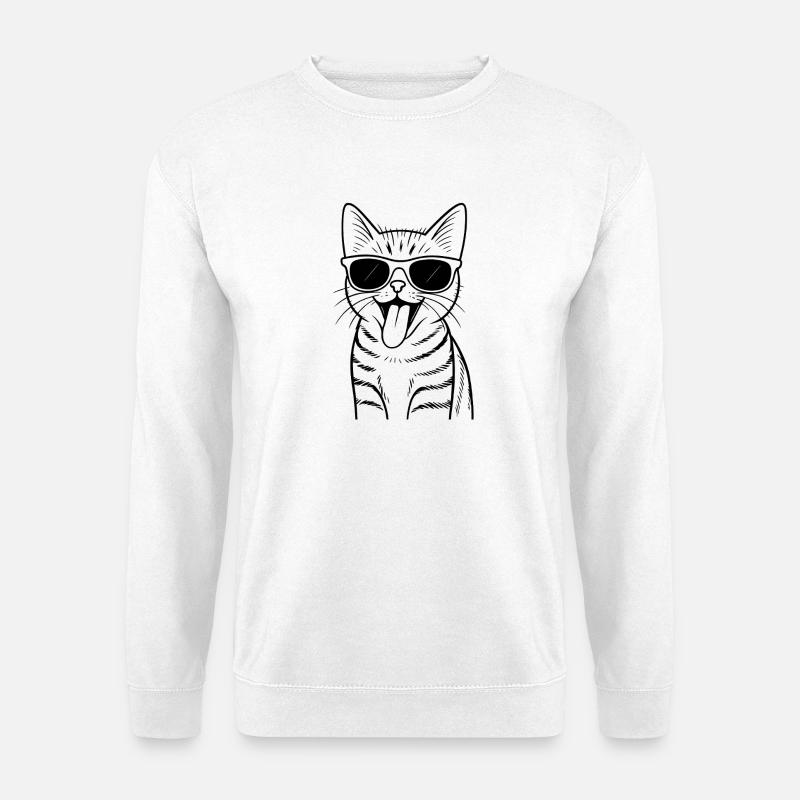 Katzen-Sonnenbrille Vibes - Unisex Pullover - Weiß