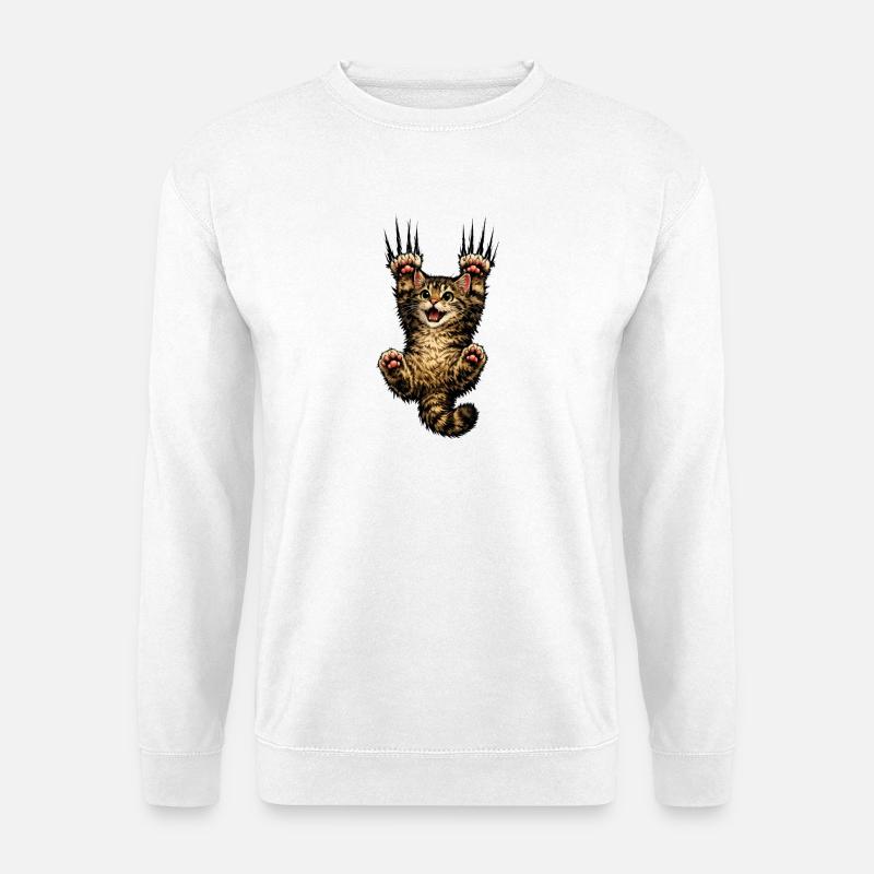 Kätzchen-Fröhlicher Sprung - Unisex Pullover - Weiß