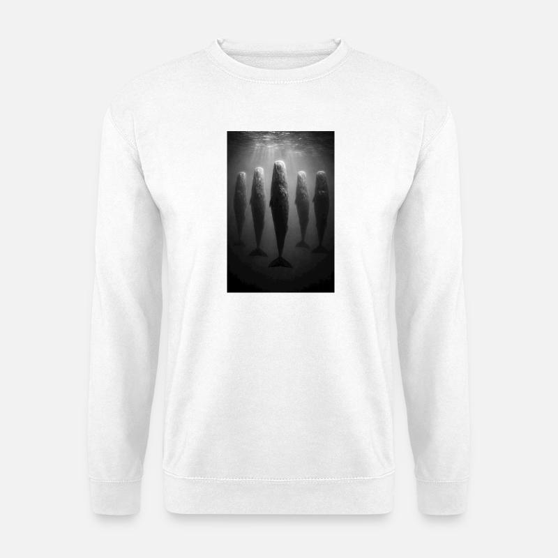 Unterwasser-Wale im Lichtstrahl - Unisex Pullover - Weiß