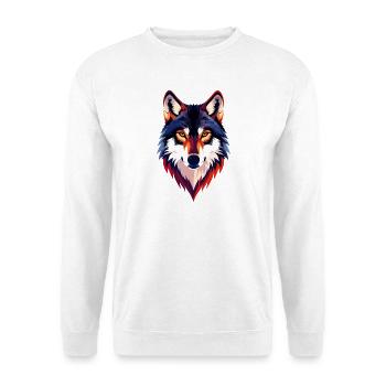 Farbiger Wolfkopf Wolfsblick Wolf Kopf Motiv - Unisex Pullover - Weiß - Vorne