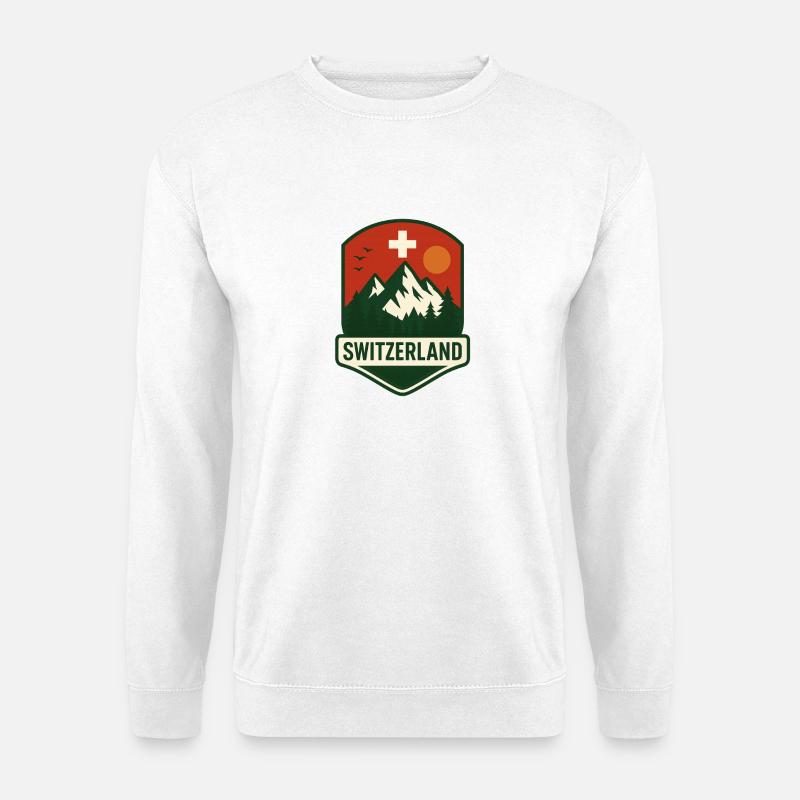 Schweizer Berglandschaft Badge - Unisex Pullover - Weiß