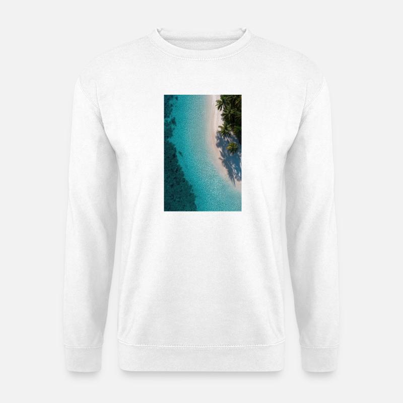 Türkisfarbene Gezeitenpalmen - Unisex Pullover - Weiß