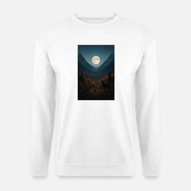Lunar light on forest valley - Unisex Sweatshirt - white