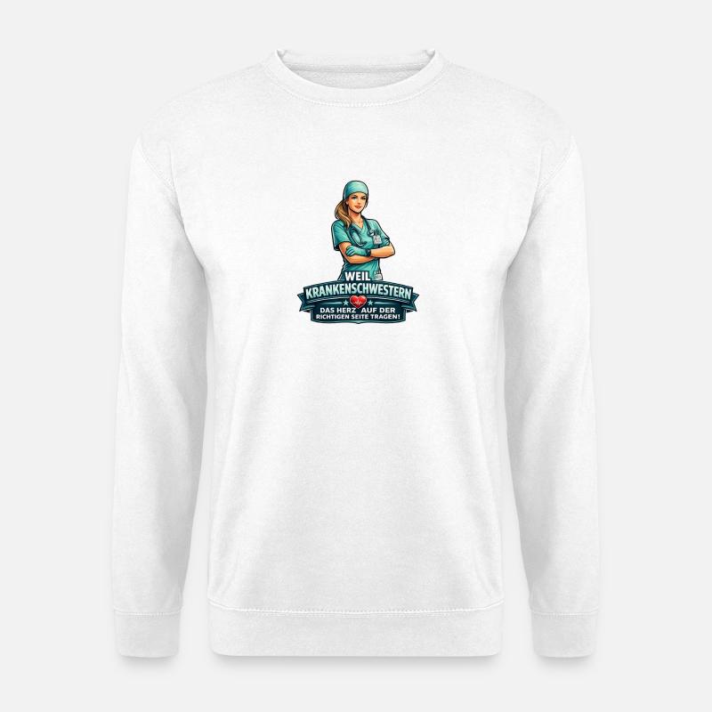 Krankenschwester Herzseite Design - Unisex Pullover - Weiß
