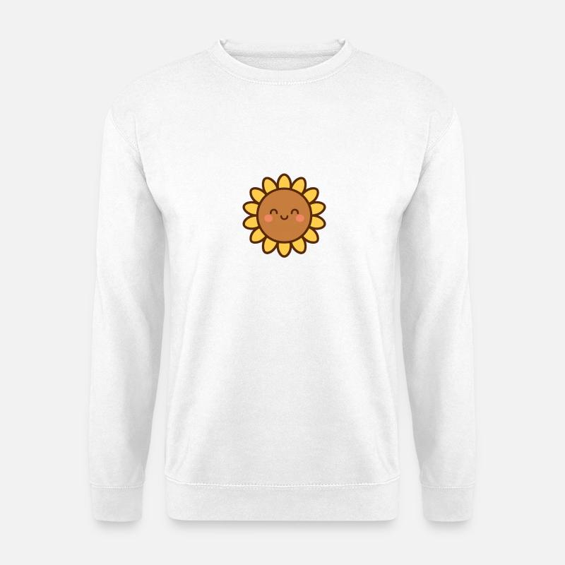 Gelbe Lächelnde Blume - Unisex Pullover - Weiß