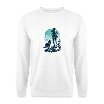 Wolf and Cyan Sky Hike - Unisex Sweatshirt - white - Front