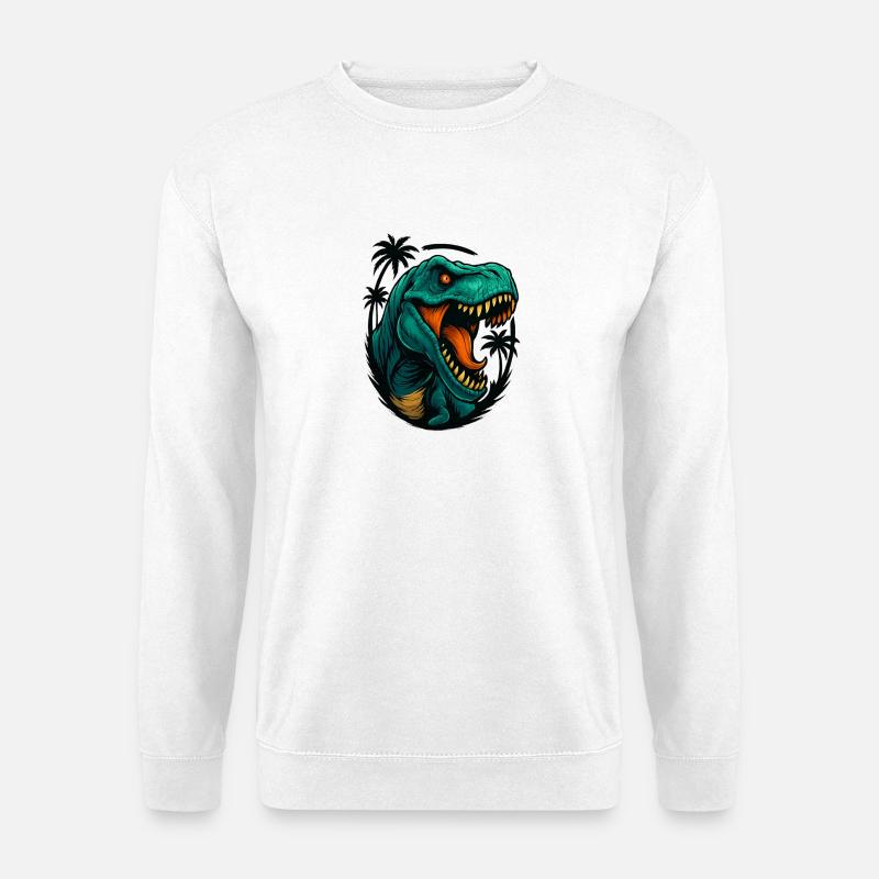 Neon Dino Jungle Head - Unisex Sweatshirt - white