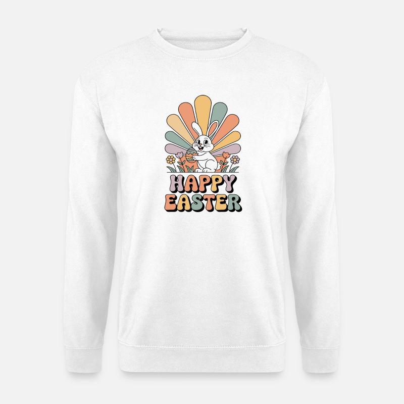 Pastel bunny in Easter rays - Unisex Sweatshirt - white