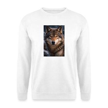Wolf im Schnee und Nebel - Unisex Pullover - Weiß - Vorne
