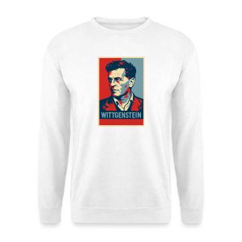 Wittgenstein Pop-Porträt - Unisex Pullover - Weiß - Vorne - Alina (178cm) & Michal (187cm)