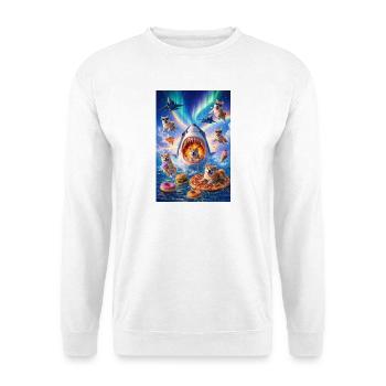 Shark with pizza & space dogs - Unisex Sweatshirt - white - Front