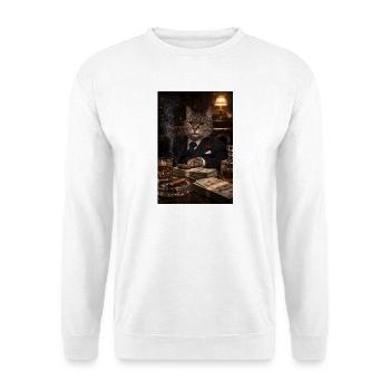 Financier chat en smoking - Sweat-shirt Unisexe - blanc - Devant