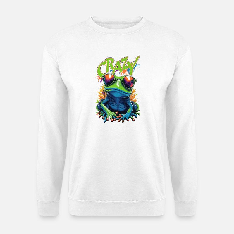 Crazy Frosch Pop Art - Unisex Pullover - Weiß