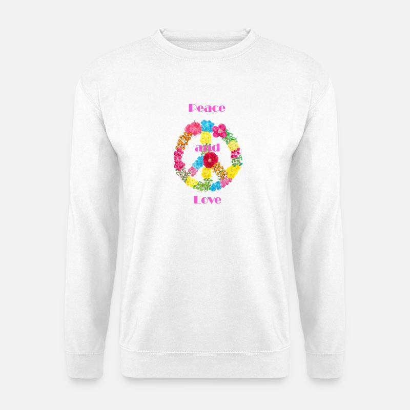 Blumen Peace Zeichen - Unisex Pullover - Weiß