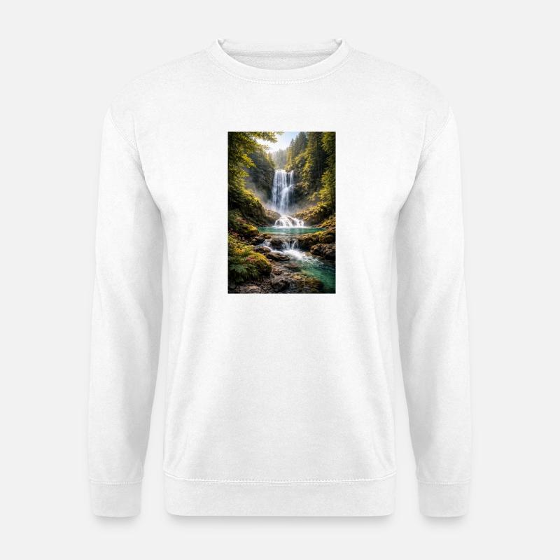 Greenery by the waterfall - Unisex Sweatshirt - white