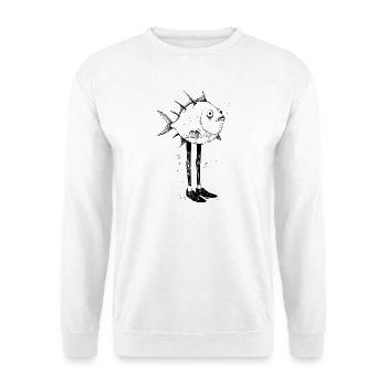 Motif cartoon Drôle de Poisson avec Pattes - Sweat-shirt Unisexe - blanc - Devant