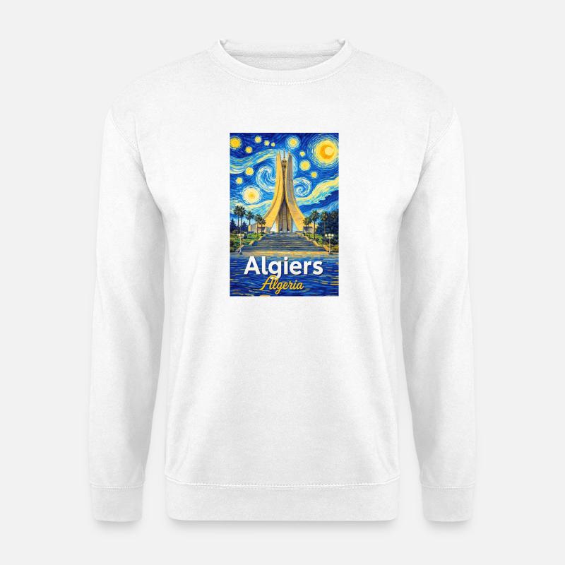 Algiers Monument Starry Night Stil - Unisex Pullover - Weiß