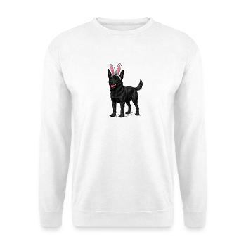 Dunkler Hund mit Hasenohren - Unisex Pullover - Weiß - Vorne