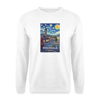 Rochdale England Stadtbild im Sternennachtstil - Unisex Pullover - Weiß - Vorne