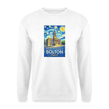 Bolton England Skyline im Spiralenstil - Unisex Pullover - Weiß - Vorne