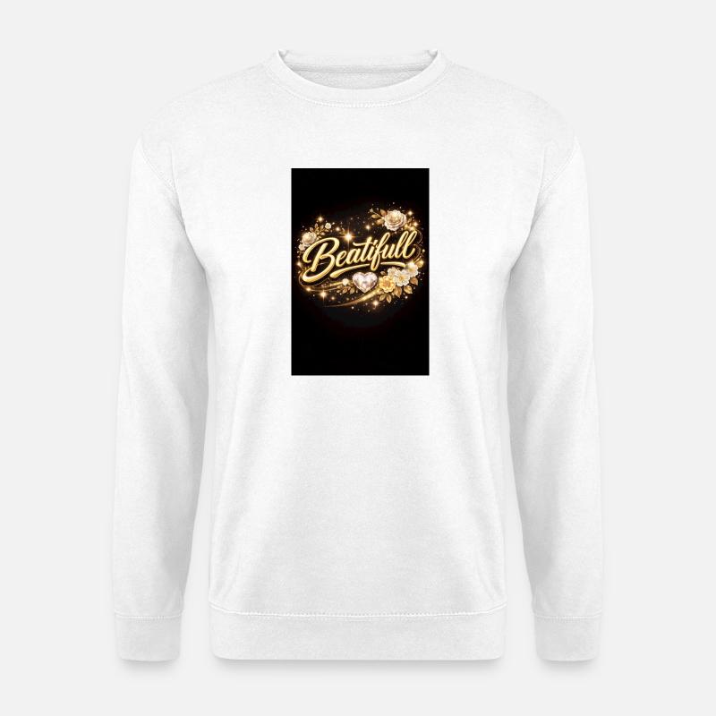 Goldenes Beautiful Blütenzauber - Unisex Pullover - Weiß