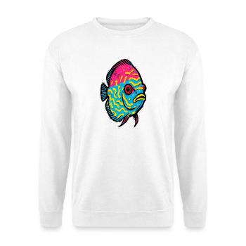 Pop Art Diskusfisch rosa und leuchtend gelb - Unisex Pullover - Weiß - Vorne