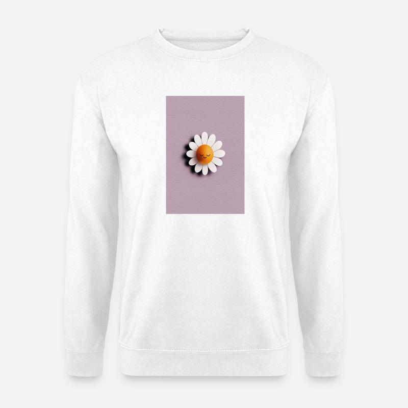 Cheerful Daisy Sun on Lilac Background - Unisex Sweatshirt - white