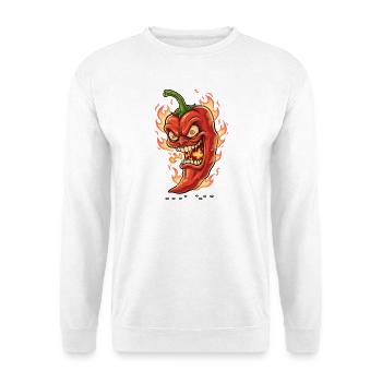 Flammender Chili-Gesicht - Unisex Pullover - Weiß - Vorne
