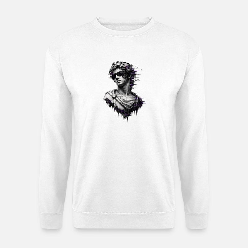 Lila Glitch Classic-Statue - Unisex Pullover - Weiß
