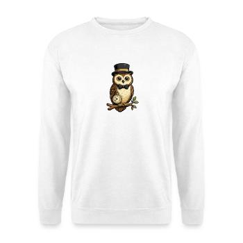 Hommes-hiboux avec montre et chapeau - Sweat-shirt Unisexe - blanc - Devant