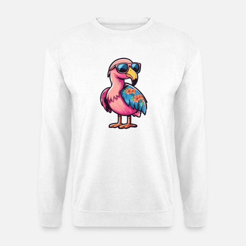 Flamingo Comic Urlaub - Unisex Pullover - Weiß