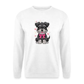  Niedlicher Hund Mit Rosa Schleife Und Herzen - Unisex Pullover - Weiß - Vorne