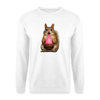 Pinke Eichel Eichhörnchen zwinkern - Unisex Pullover - Weiß - Vorne