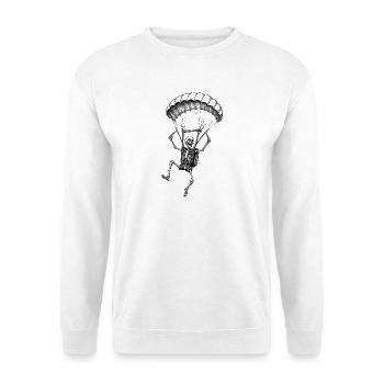 Skelett mit Fallschirm Abenteuer Motiv - Unisex Pullover - Weiß - Vorne