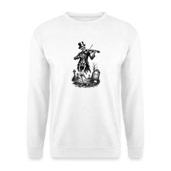 Skelett Geiger auf Friedhof Motiv - Unisex Pullover - Weiß - Vorne