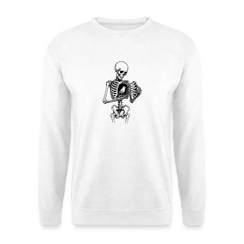 Skelett mit Vogel im Brustkorb Motiv - Unisex Pullover - Weiß - Vorne