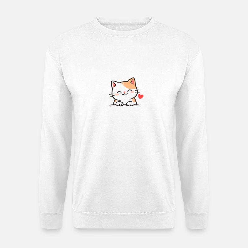Süßes Kätzchen mit Herz Illustration - Unisex Pullover - Weiß