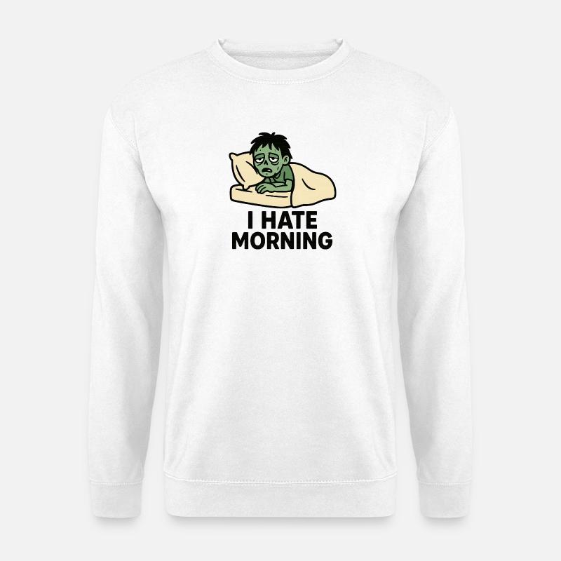 Zombie râleux matinal au lit - Sweat-shirt Unisexe - blanc