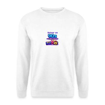 Retour en 90s: cassette et goûter - Sweat-shirt Unisexe - blanc - Devant