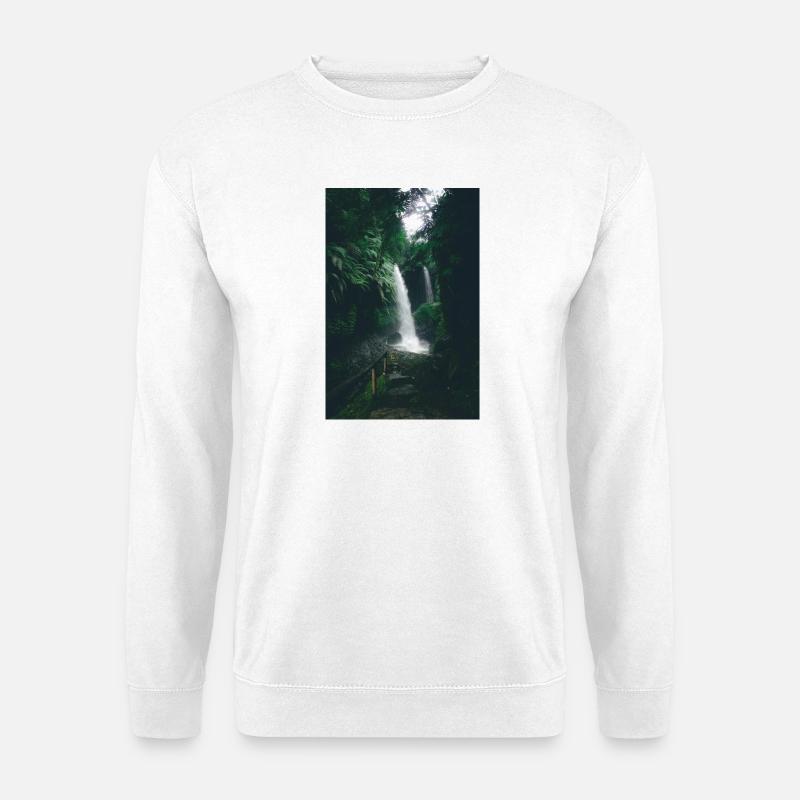 Kaskade im grünen Dschungel - Unisex Pullover - Weiß