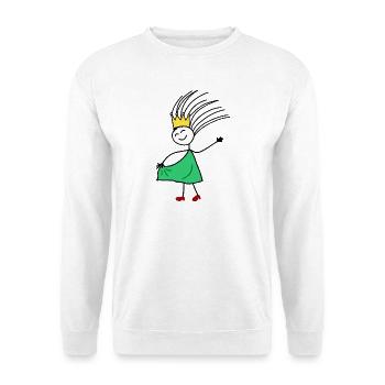 Crowned Joy: Minimal Princess Sketch - Unisex Sweatshirt - white - Front