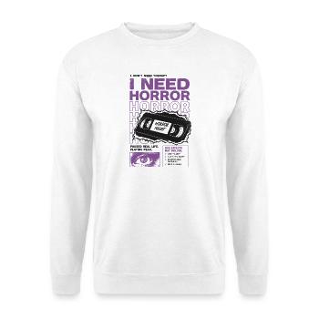 I Need Horror VHS Retro Design - Unisex Pullover - Weiß - Vorne
