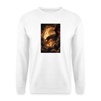 Mondbeschienener Drache über feurigen Wolken - Unisex Pullover - Weiß - Vorne