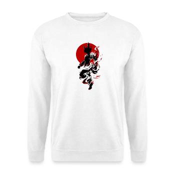 Japanese Fire Oni – Red Sun Sumi-e Silhouette - Unisex Sweatshirt - white - Front