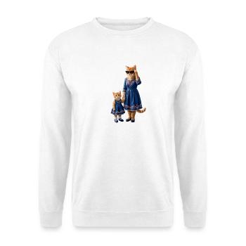 Minettes Geschichte – Rotkatze Mama & Kätzchen - Unisex Pullover - Weiß - Vorne
