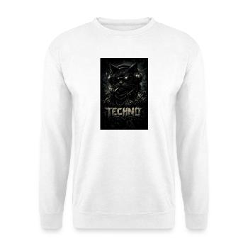 Techno-Katze mit Lederjacke - Unisex Pullover - Weiß - Vorne