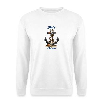 Moin Ostsee Anker Möwe Design - Unisex Pullover - Weiß - Vorne
